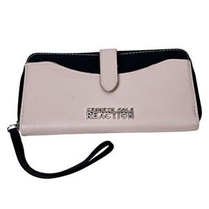 Kenneth Cole Reaction Wallet Wristlet Zip Around Clutch Colorblock Beige Black‎